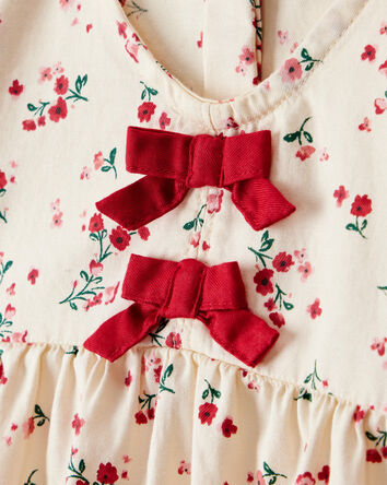 Baby Girl Floral Print 100% Cotton Long-Sleeve Top - Ivory, 