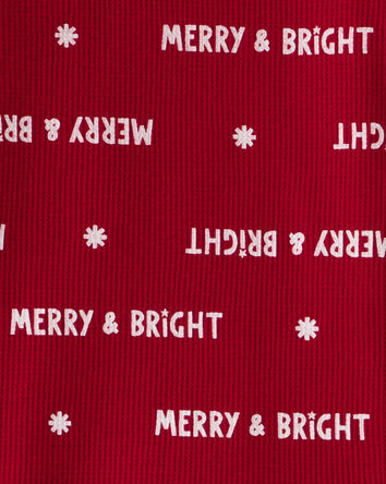 Kid Merry & Bright Christmas Cotton Long-Sleeve Snug Fit 2-Piece Pajamas - Red, 