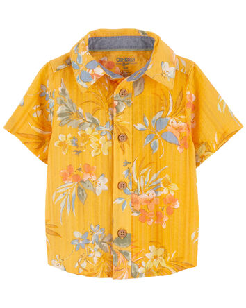 Baby Floral Print Seersucker Button-Front Shirt, 