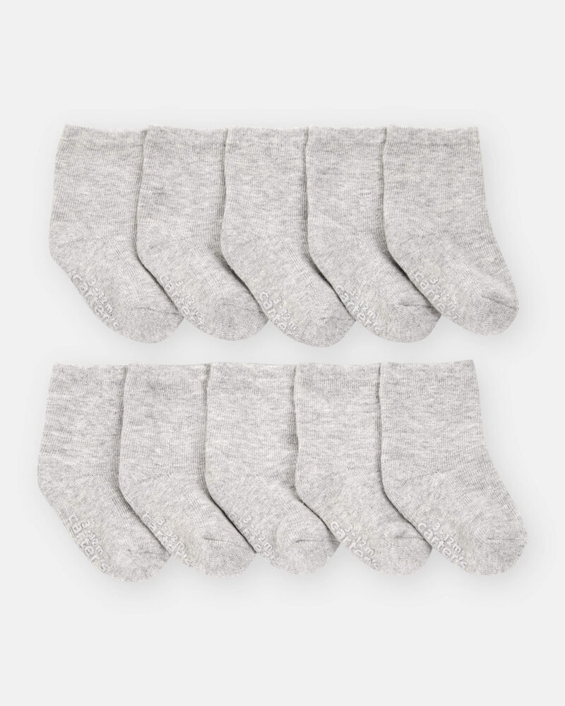 Baby 10-Pack Crew Socks - Grey, image 2 of 3 slides