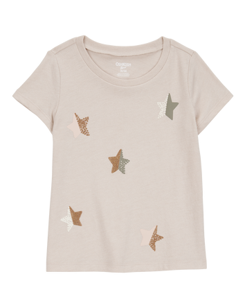Toddler Girl Star-Print Short-Sleeve Graphic Tee - Cream, 