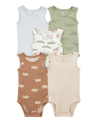 Baby 5-Pack Animals Sleeveless Bodysuits, image 1 of 7 slides