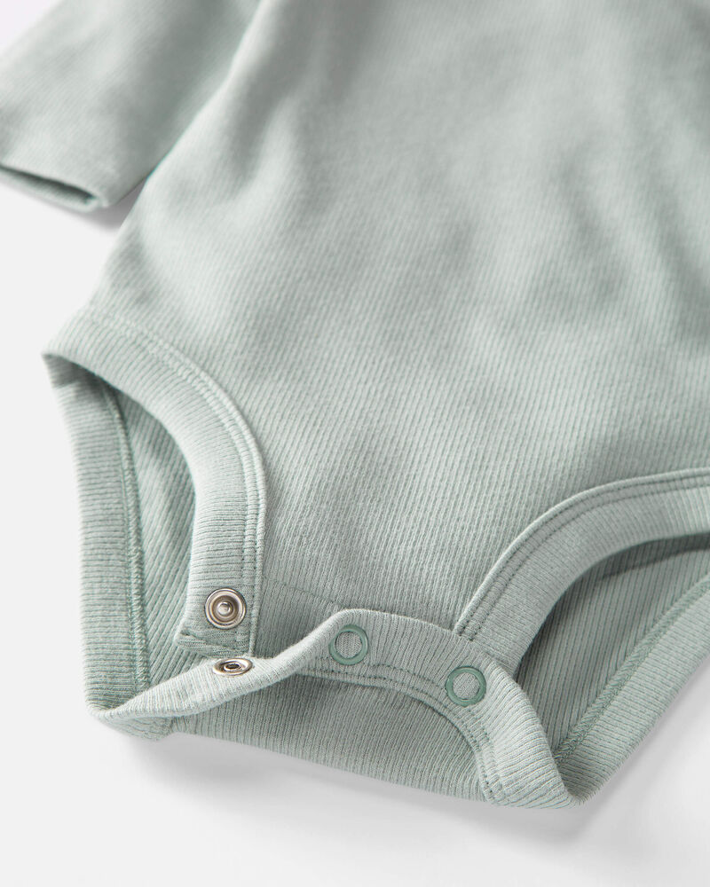 Baby 3-Pack Organic Cotton Rib Gradient Bodysuits in Greens, image 5 of 6 slides