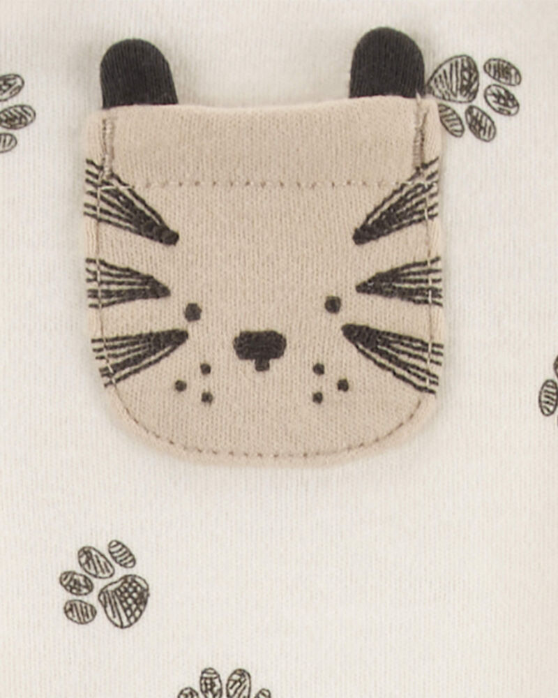 Baby Paw Print 2-Way Zip Cotton Sleep & Play Pajamas, image 2 of 4 slides