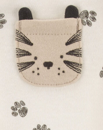 Baby Paw Print 2-Way Zip Cotton Sleep & Play Pajamas, 