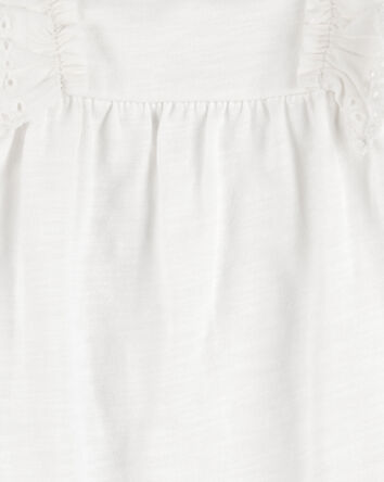 Baby 2-Piece Eyelet Flutter Bodysuit Pant Set - White/Blue, 