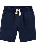 Navy - Toddler Pull-On Knit French Terry Shorts