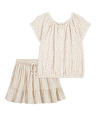 Kid 2-Piece Cherries Fashion Top & Crinkle Skirt Set, image 1 of 6 slides
