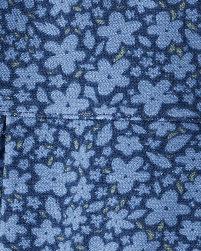 Kid Floral Pleated Pull-On Skort - Navy, image 3 of 4 slides