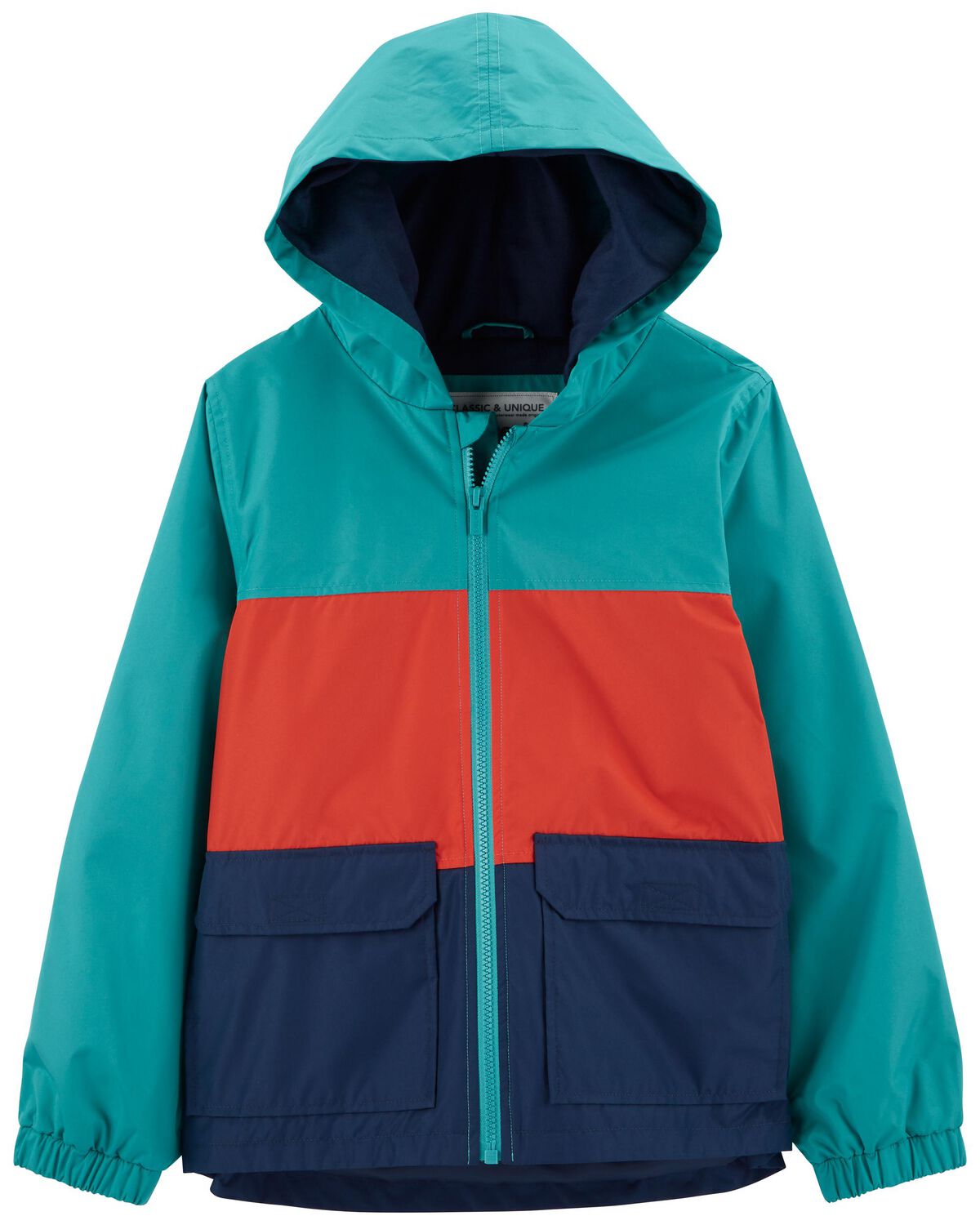 Orange/Blue Kid Carter's Colorblock Rain Coat