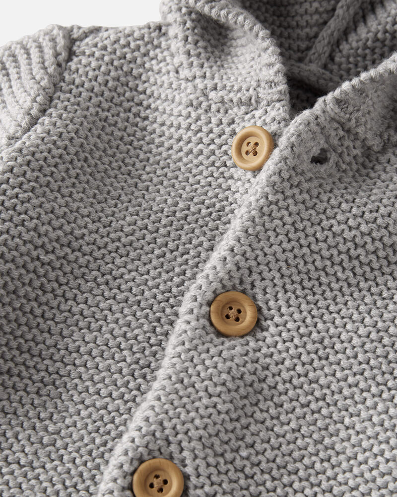 Baby Organic Cotton Signature Stitch Cardigan, image 3 of 6 slides