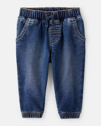Baby 2-Piece Acorn Button-Down Shirt & Pull-On Denim Pant Set, 