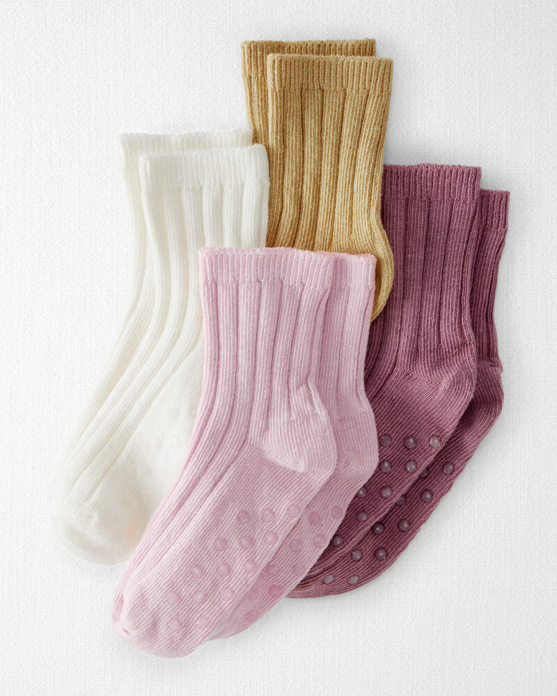 Toddler Girl Toddler Girl 4-Pack No-Slip Socks Made with Organic Cotton, image 1 of 4 slides