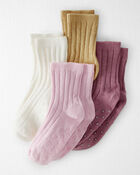 Toddler Girl Toddler Girl 4-Pack No-Slip Socks Made with Organic Cotton, image 1 of 4 slides