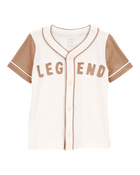 Baby Legend Baseball Vintage Button-Down Tee - Ivory/Green, image 1 of 3 slides