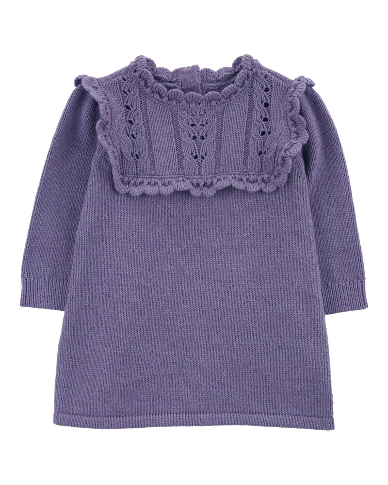 Baby Long-Sleeve Sweater Knit Dress - Purple, image 1 of 4 slides
