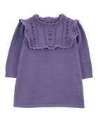 Baby Long-Sleeve Sweater Knit Dress - Purple, image 1 of 4 slides