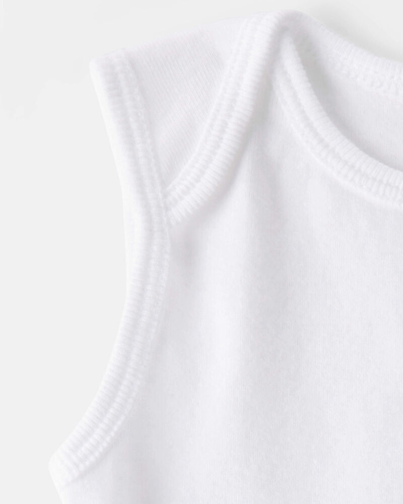 Baby 5-Pack Sleeveless Bodysuits - White, image 3 of 5 slides