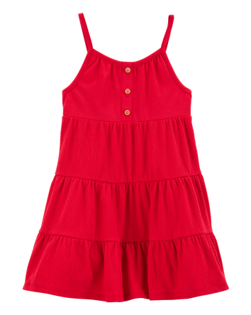 Toddler Textured Knit Tank  Button-Front Dress - Red, 
