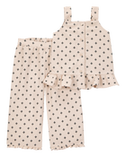 Toddler 2-Piece Geo Print Button-Down Tank & Pull-On Pant Set - Tan, image 1 of 3 slides