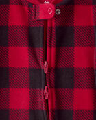 Baby Plaid Print Reindeer Christmas Loose Fit Long-Sleeve Sleep & Play - Red, image 2 of 5 slides