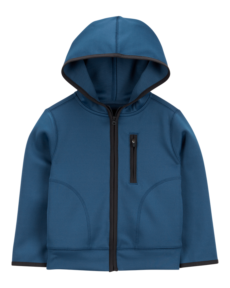 Toddler Stretch Tech Zip-Up Hooded Jacket - Blue, image 1 of 3 slides