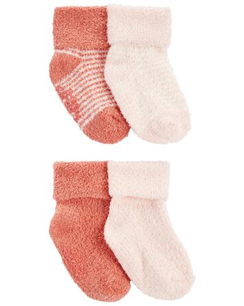 Baby 4-Pack Foldover Chenille Booties, 