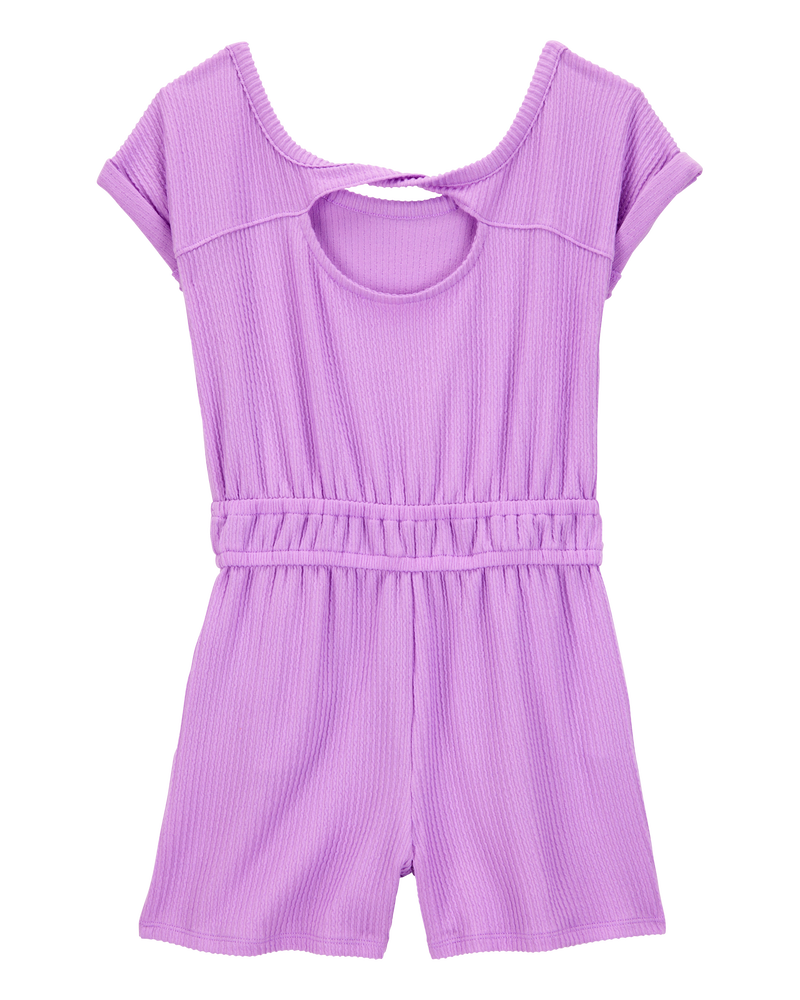 Kid Ribbed Textured Romper - Purple, image 2 of 4 slides