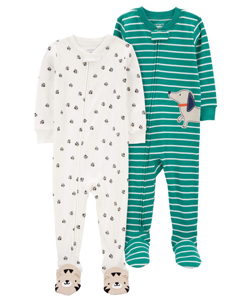 Toddler 2-Pack 100% Snug Fit Cotton 1-Piece Footie Pajamas
, image 1 of 6 slides