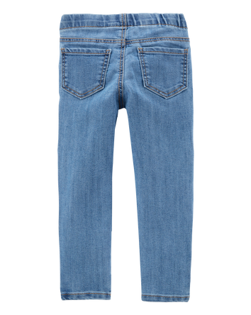 Toddler Light Wash Elastic-Waist Jeggings, 