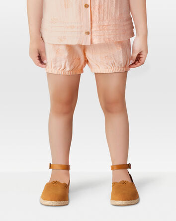 Toddler Seashell Pull-On Cotton Shorts - Coral, 