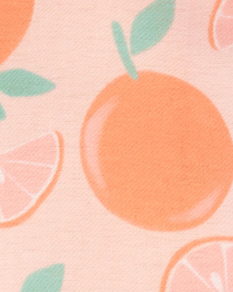 Girls Orange Print Loose Fit 2-Piece Pajamas - Orange, image 2 of 3 slides