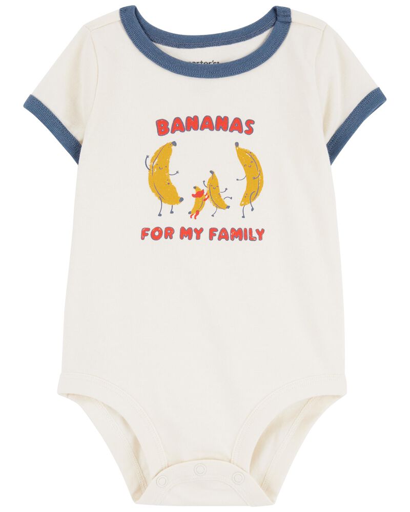 Baby Bananas For My Family Cotton Bodysuit, image 1 of 4 slides