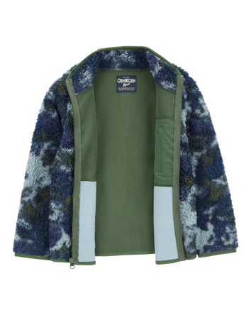 Kid Tie Dye Fleece Knit Jacket - Navy, 
