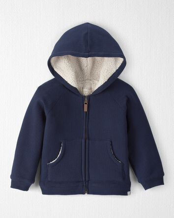 Toddler Boy Sherpa Waffle Knit Hooded Jacket Made with Organic Cotton, 