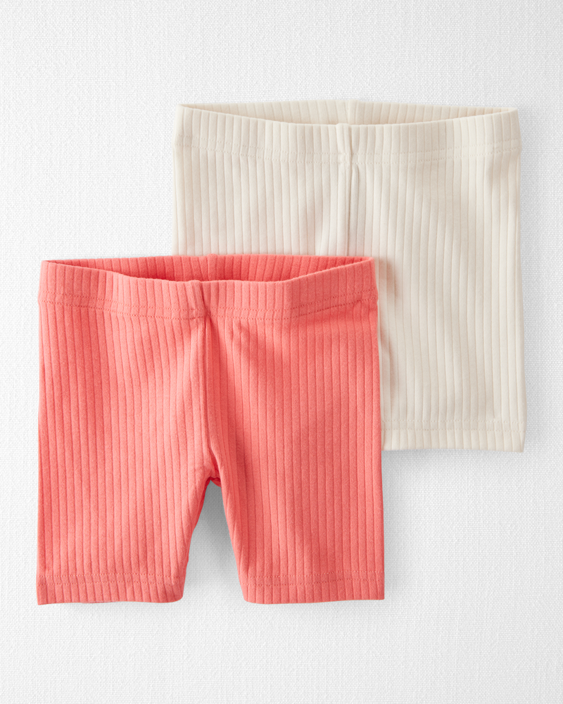 Toddler 2-Pack Organic Cotton Ribbed Pedal Shorts, image 1 of 3 slides
