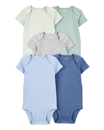 Baby 9-Piece Solid Short-Sleeve Bodysuits & Pull-On Pants Set, 