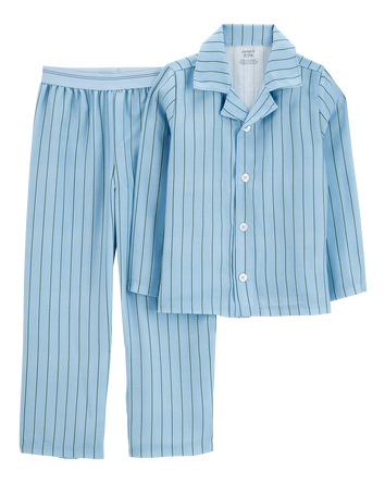 Kid Striped Loose Fit 2-Piece Pajamas - Blue, 