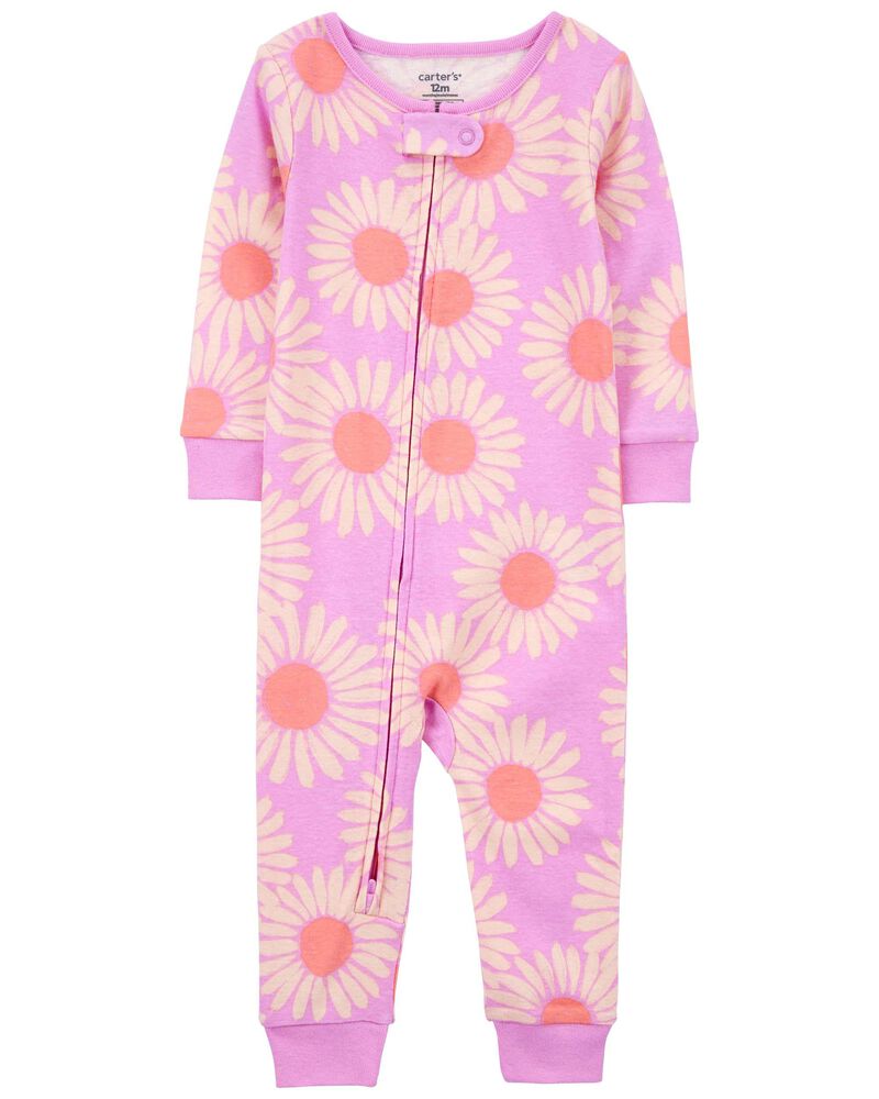 Toddler 1-Piece Daisy 100% Snug Fit Cotton Footless PJs, image 1 of 3 slides