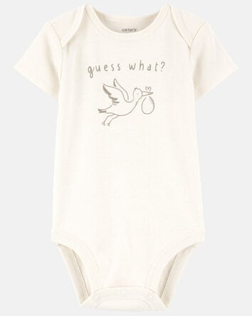 Baby Pregnancy Announcement Cotton Short-Sleeve Graphic Bodysuit - White, 