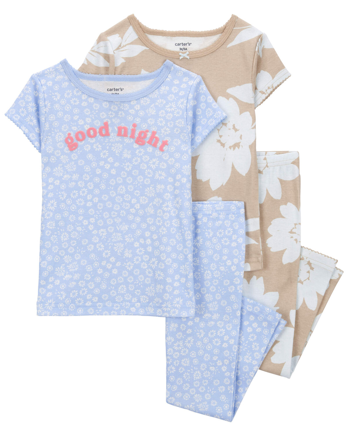 Toddler 4-Piece Floral 100% Snug Fit Cotton Pajamas