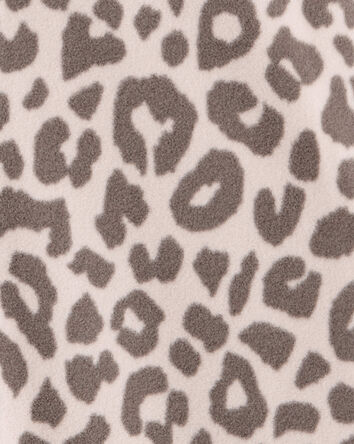 Girls Leopard Print Fleece Long-Sleeve Snug Fit 1-Piece Pajamas, 