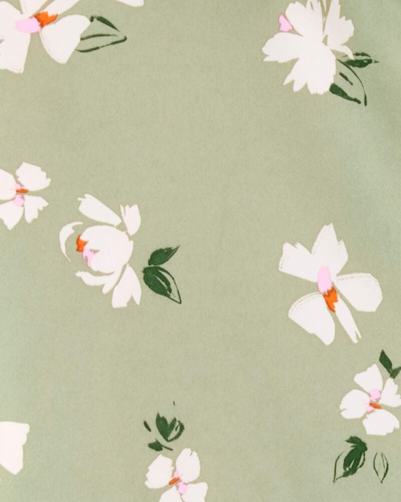 Toddler Floral Print Windbreaker Jacket - Olive, image 3 of 3 slides