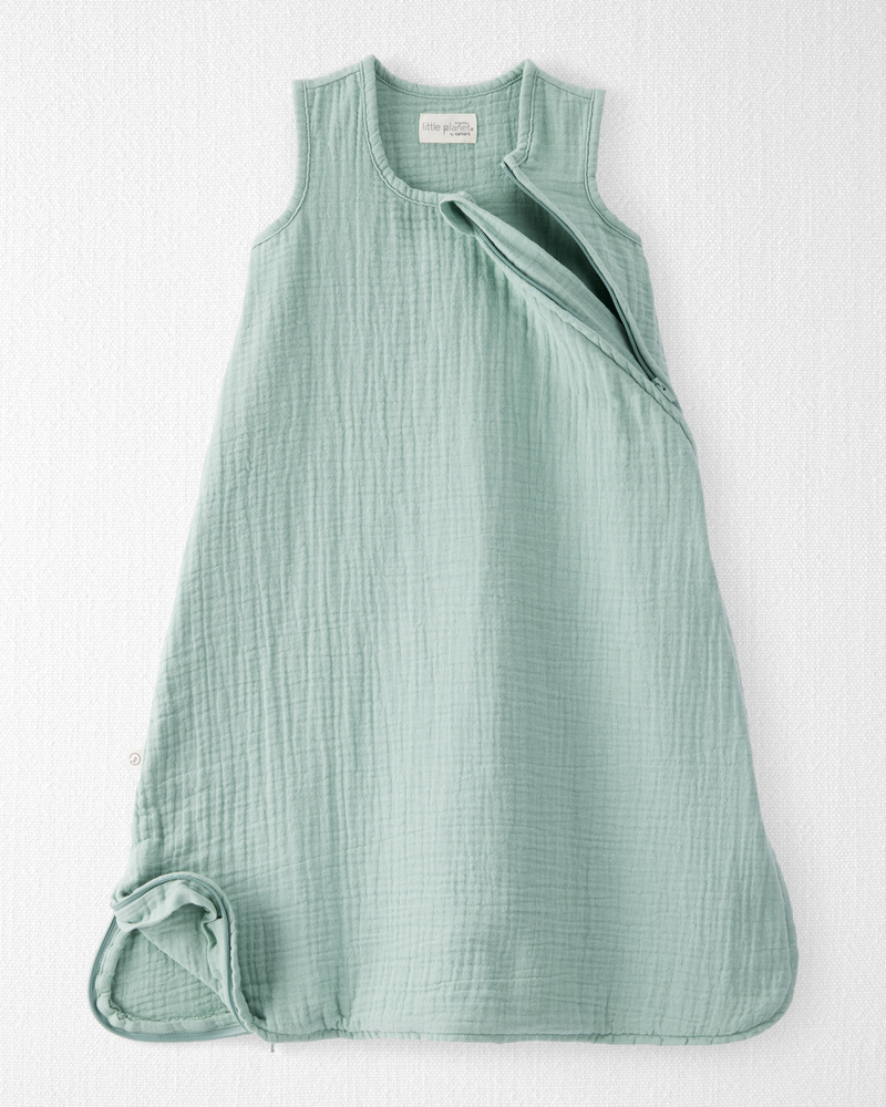 Baby Organic Cotton Gauze Wearable Blanket in Green, image 2 of 5 slides