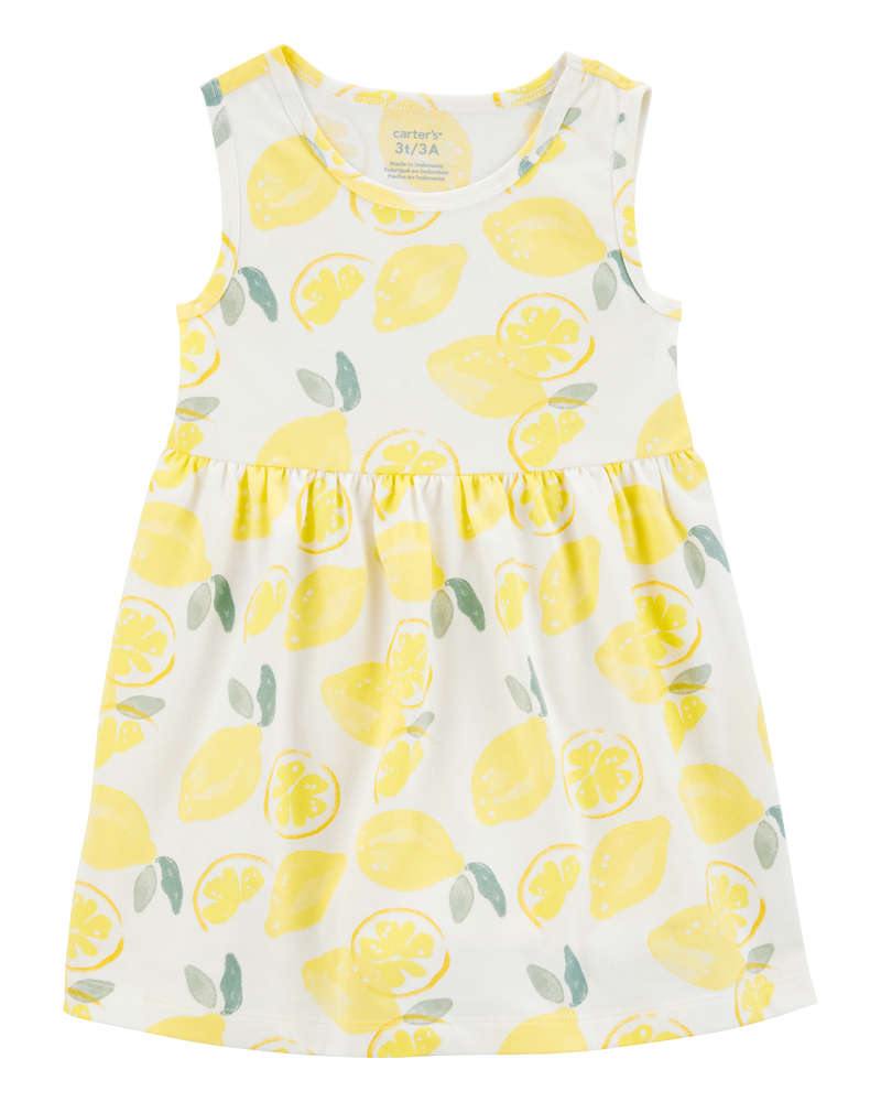 Toddler 2-Piece Lemon Tank Dress & Bike Shorts Set- Yellow/White, image 2 of 9 slides