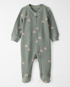 Baby Waffle Knit Sleep & Play Pajamas in Magical Rainbow Print Made with Organic Cotton, image 1 of 5 slides