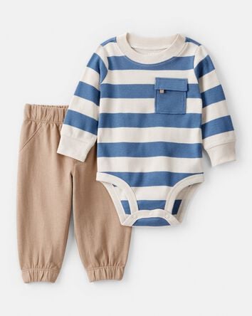 Baby Boy 2-Piece Striped Bodysuit & Pant Set, 