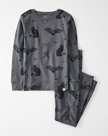 Kid Organic Cotton Pajamas in Spooky Creatures Print, 