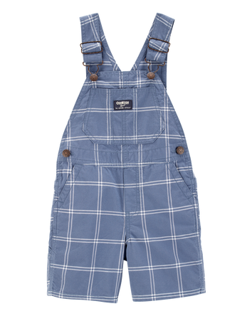 Toddler Plaid Shortalls - Blue, 
