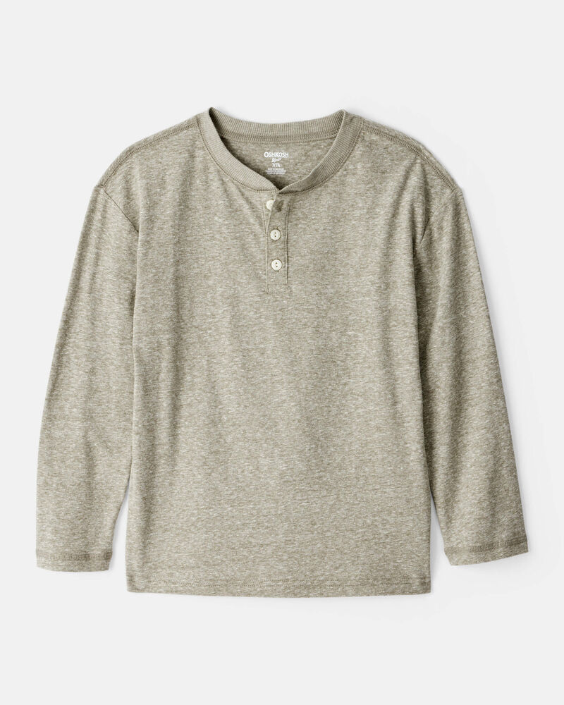 Boys Long Sleeve Henley - Green, image 1 of 3 slides